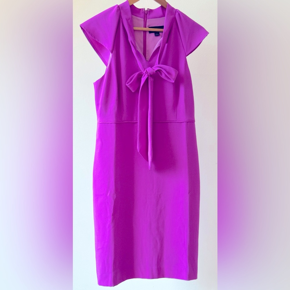 J Crew Vibrant Purple Sleeveless Dress with Tie Neckline & Cap Sleeves Sz 10P